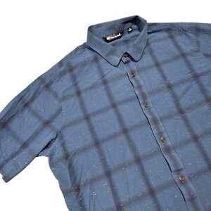 Travis Mathew Golf Shirt Plaid Short‎ Sleeve Button Up Casual Mens XL Blue White